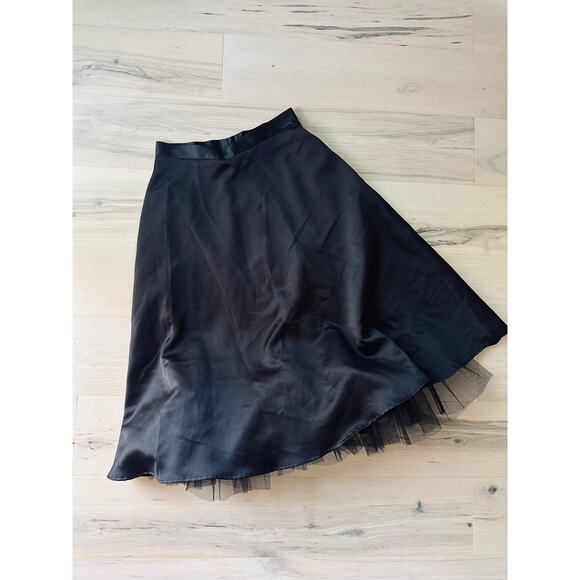 Y2K Byer Tulle Black AlIen Satin Skirt Waist 27" Small Goth wimsygoth Withcy - Picture 2 of 9